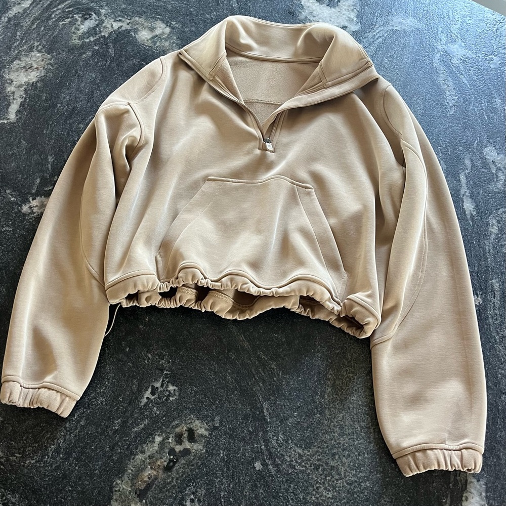 Lululemon Brushed Softstreme Half Zip Filbert Tan Size 6